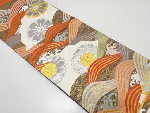 アンティーク 波に地紙・花模様織出し袋帯(材料)